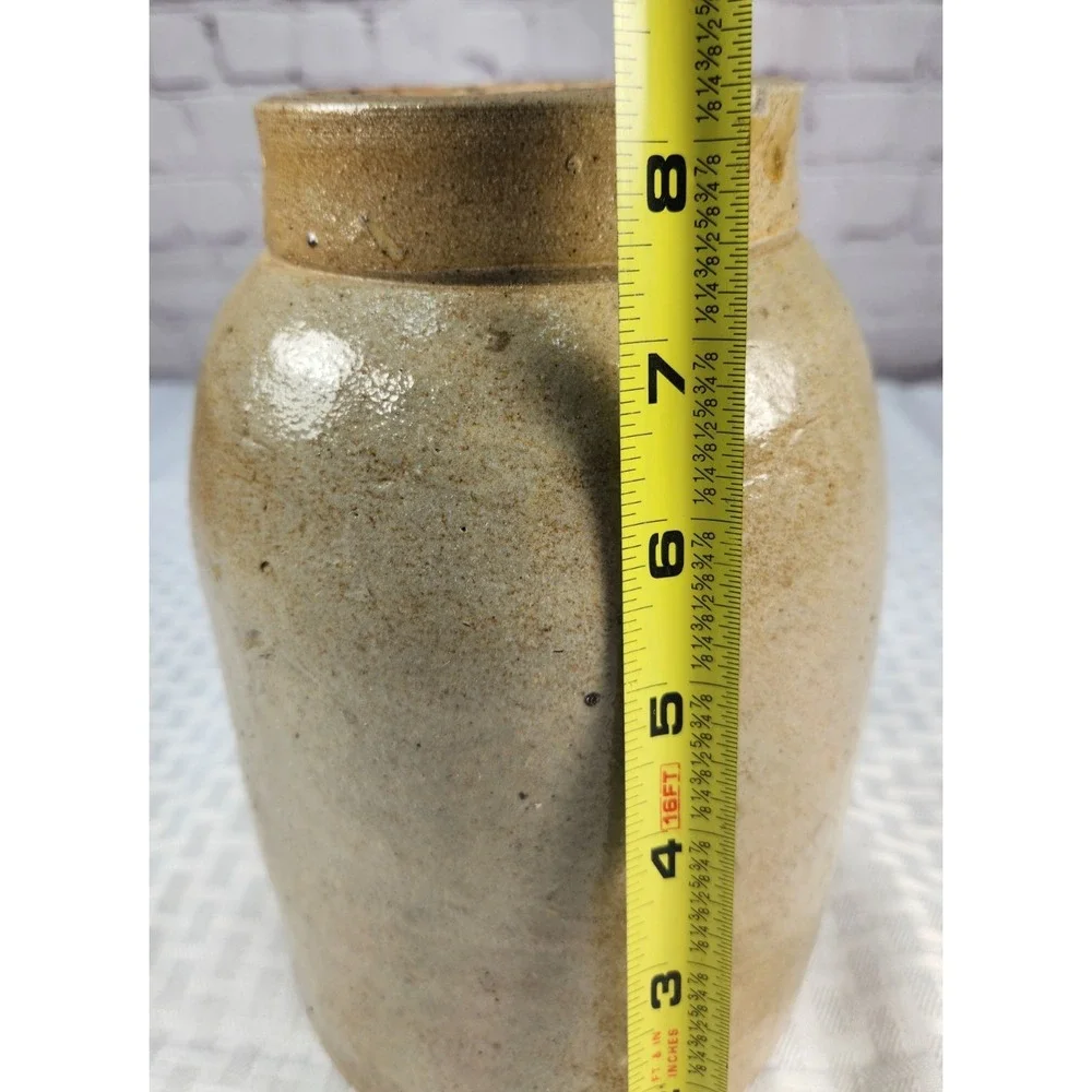 Antique 1890s Stoneware Pottery Crock Canning Jar Rustic Decor Cottage Chic